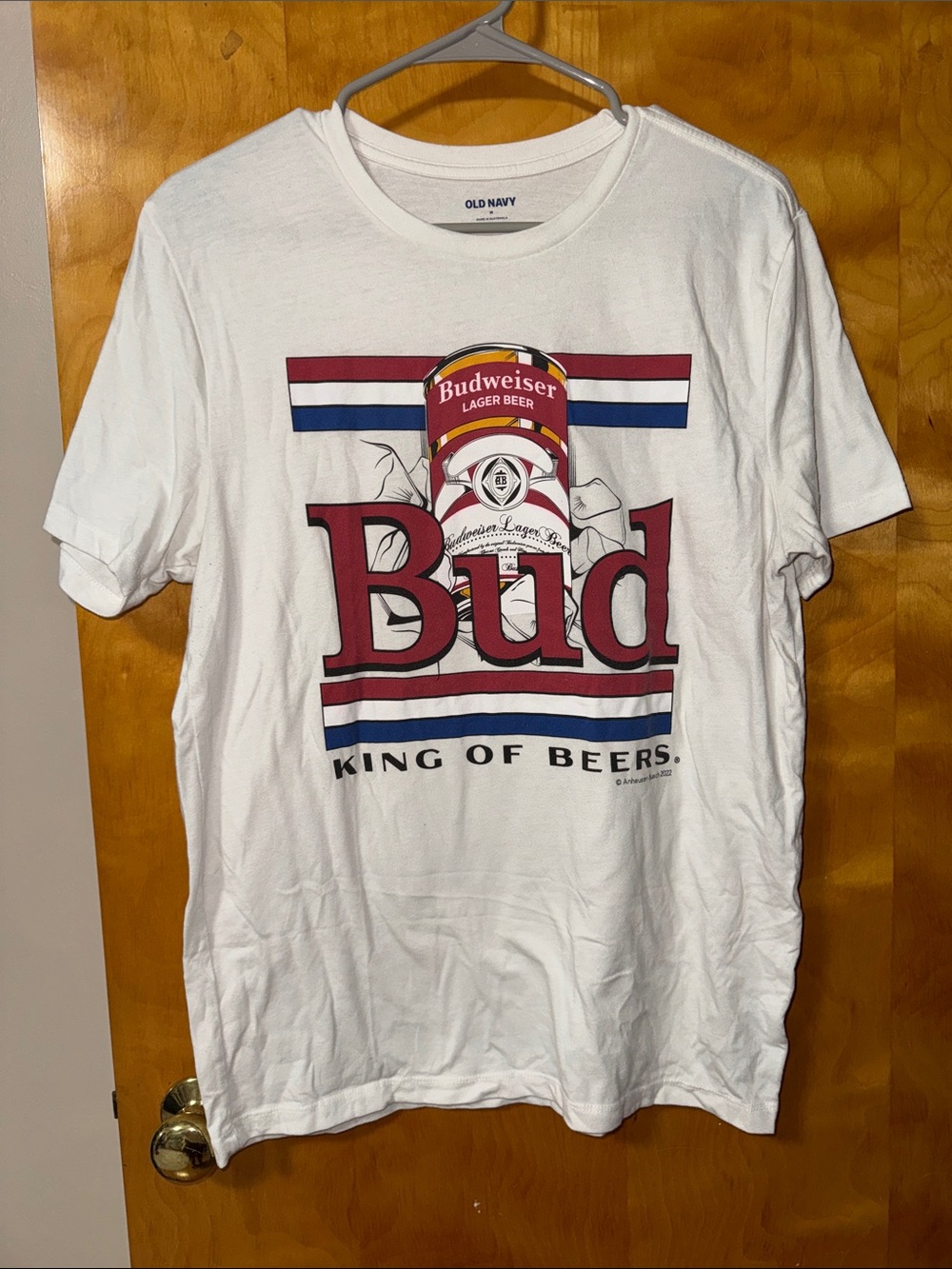 Old Navy White Budweiser Logo Short Sleeve Tee